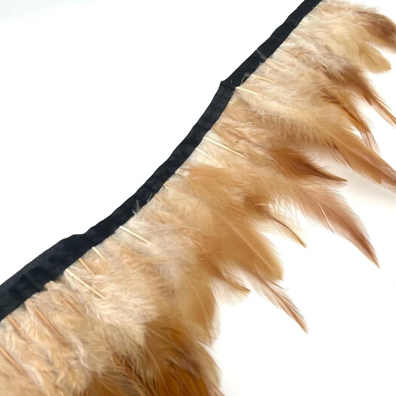 Shekyeon 2yards Rooster Hackle Feather Trim Fringe for DIY Clothing Craft Dress Decoration(Natural 4) - Image 5