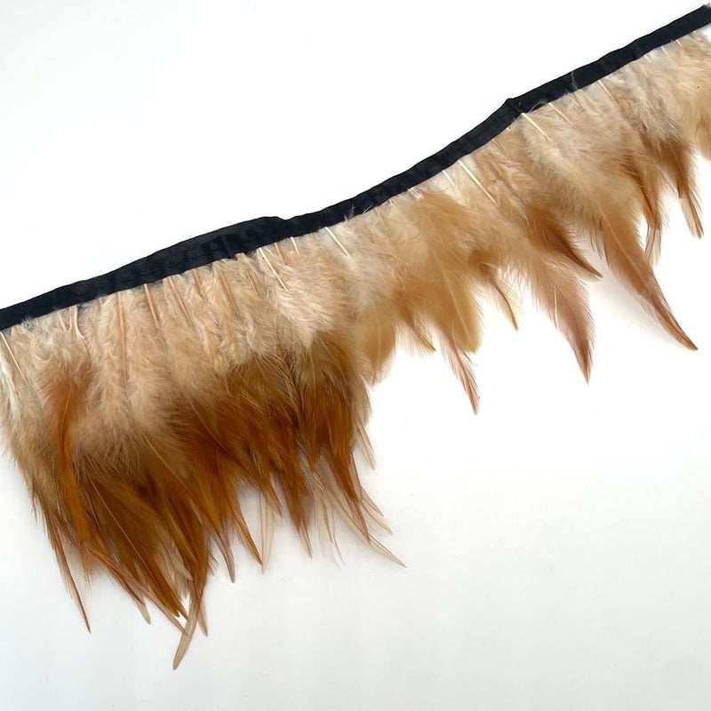 Shekyeon 2yards Rooster Hackle Feather Trim Fringe for DIY Clothing Craft Dress Decoration(Natural 4) - Image 2