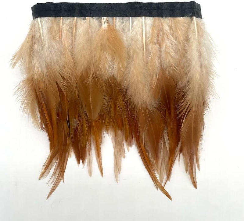 Shekyeon 2yards Rooster Hackle Feather Trim Fringe for DIY Clothing Craft Dress Decoration(Natural 4) - Image 4