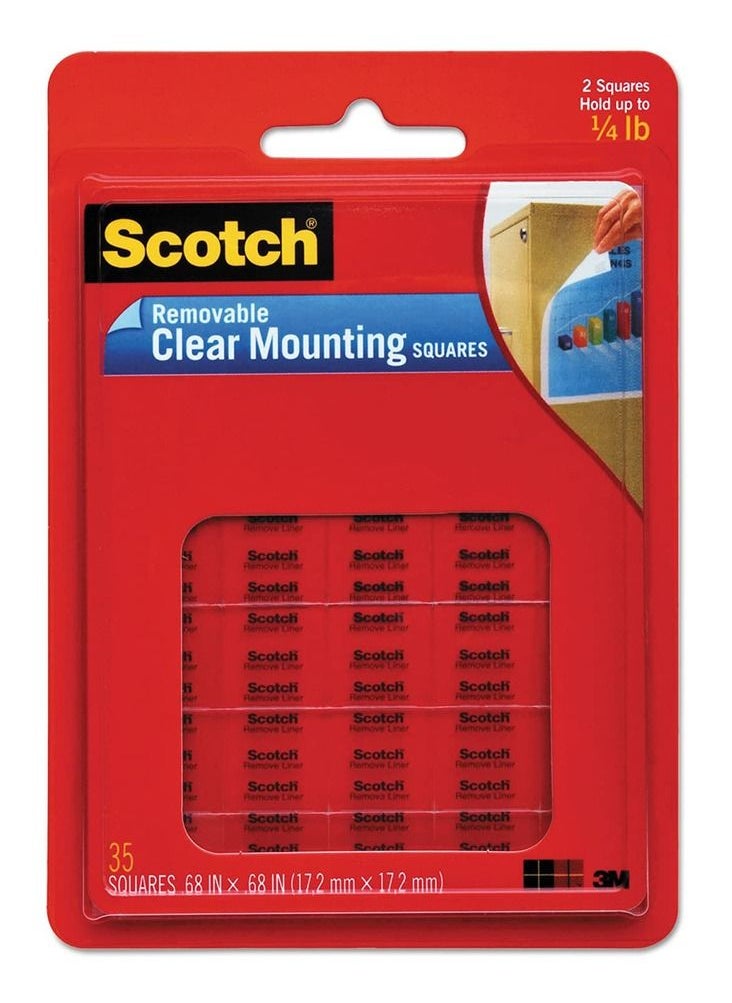 Scotch  مربعات تثبيت شفافة قابلة للإزالة مقاس 17.2 مم × 17.2 مم - مثالية للأوراق والمجلدات والبطاقات والمزيد  - Image 1