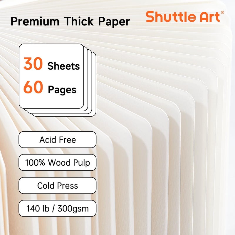 Shuttle Art Acrylic Paint Marker Journal - 30 Sheets 5.51x5.51 Watercolor Journal with 140LB (300 GSM) Watercolor Paper for Acrylic Markers & Watercolor - Image 3