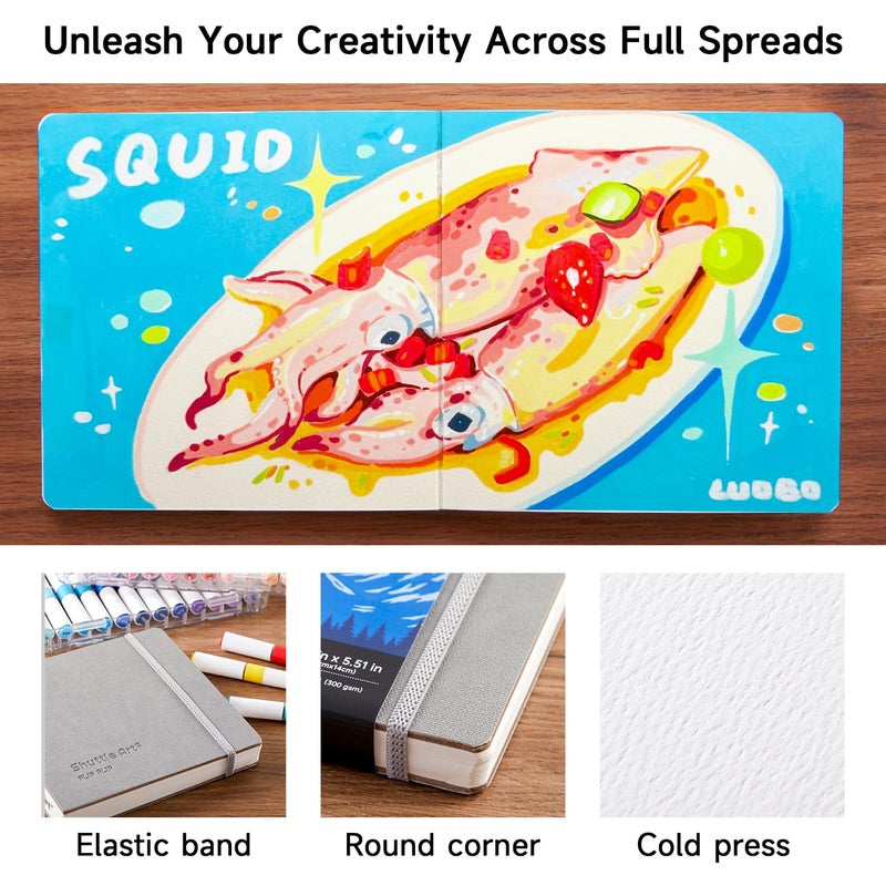 Shuttle Art Acrylic Paint Marker Journal - 30 Sheets 5.51x5.51 Watercolor Journal with 140LB (300 GSM) Watercolor Paper for Acrylic Markers & Watercolor - Image 4