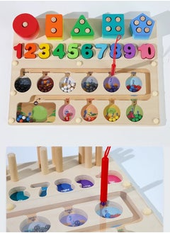 YOMA 3 in 1 Children Learning Kids Educational Wood magnetic maze board games for kids  - Image 5