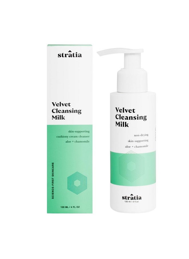 Stratia - Velvet Cleansing Milk | Gentle Cream Face Cleanser | Moisturizing Nonfoaming | Chamomile Olive Oil & Aloe Vera | 4 Fl Oz - Image 1