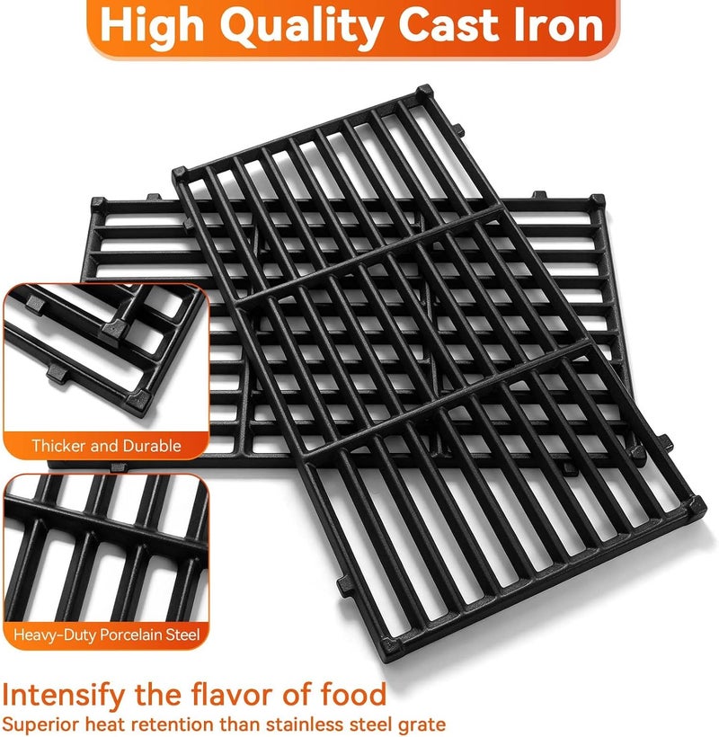 FORYEYC 17.5 Inch 7637 Cooking Grates for Weber Spirit & Spirit II 200 Series Spirit E210 Spirit E220 Spirit S210 S220 with Front Control, Cast Iron Grates Replacement Parts for Weber Spirit 2 Burner E-210 - Image 2