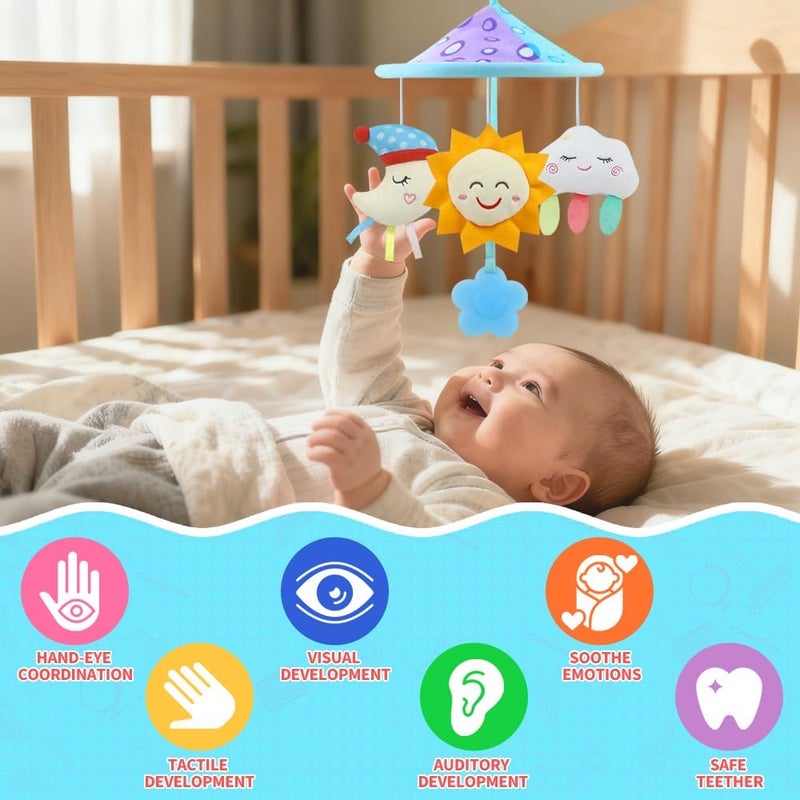 Caterbee Baby Pram Mobile Toys, Baby Car seat toy with soft hanging Rattle for car roof handle toys 0 Months up (Sky) - Image 3