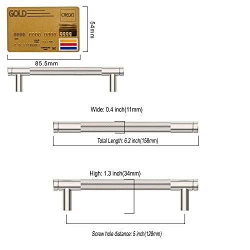 Amerdeco 10 Pack Brushed Satin Nickel Knurled Cabinet Pulls 5 Inch Center to Center Kitchen Cabinet Handles for Drawer Dresser, Cupboard and Wardrobe ZH0031 - Image 5