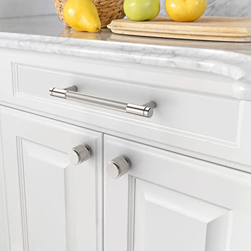 Amerdeco 10 Pack Brushed Satin Nickel Knurled Cabinet Pulls 5 Inch Center to Center Kitchen Cabinet Handles for Drawer Dresser, Cupboard and Wardrobe ZH0031 - Image 3