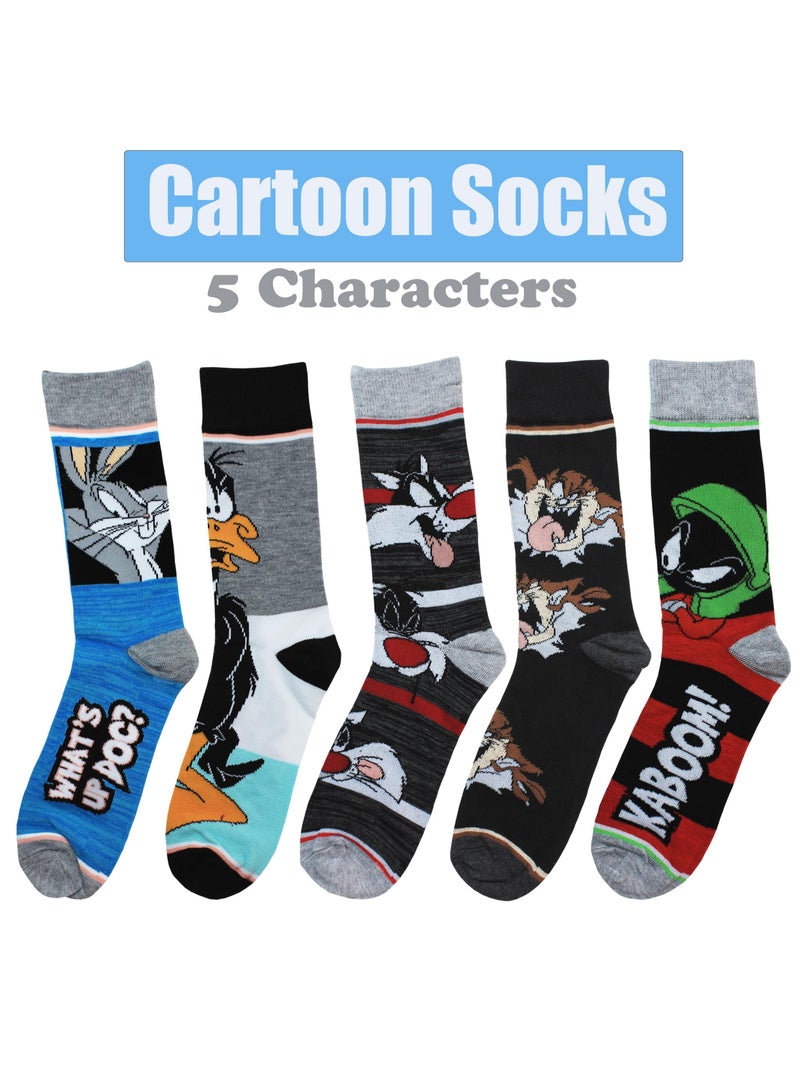 Colorful Cartoon Socks for Men - 5 Pack of Fun and Quirky Character Patterned Cotton Dress Crew Socks for Women and Men, Perfect for Adding a Touch of Whimsy to Your Wardrobe! - Image 4