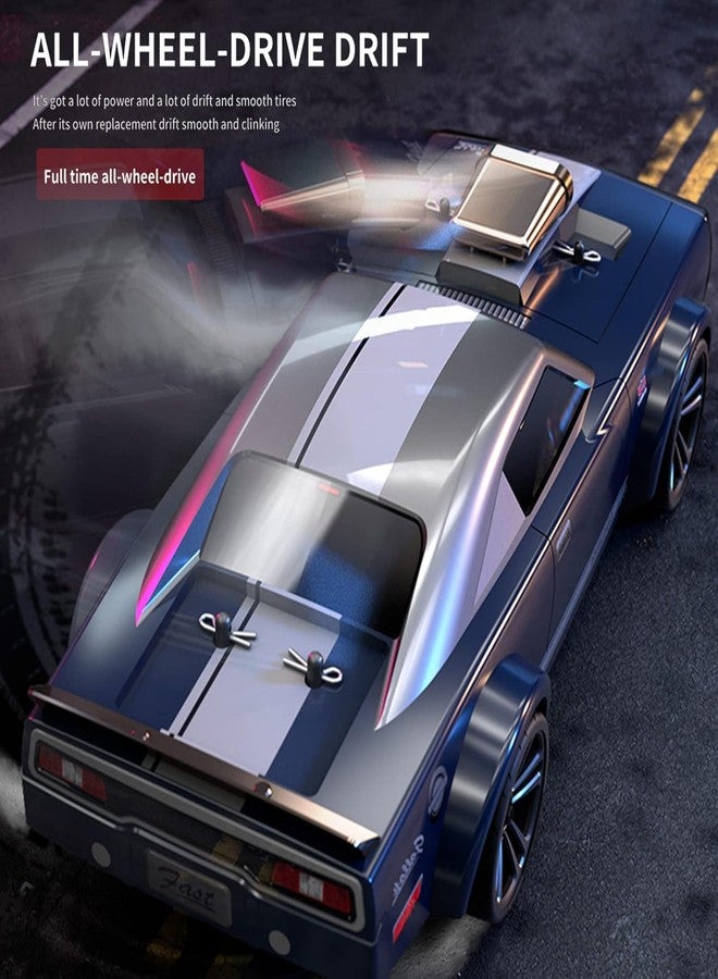 FEXXA RC Drift Car Remote Control Car 1/16 Scale 38KM/H High Speed Fast 4WD RC Car 2.4Ghz Steering Control Full Scale with LED Lights 2Pcs Rechargeable Batteries Racing for Kids and Adults Gift (BLACK) - Image 4