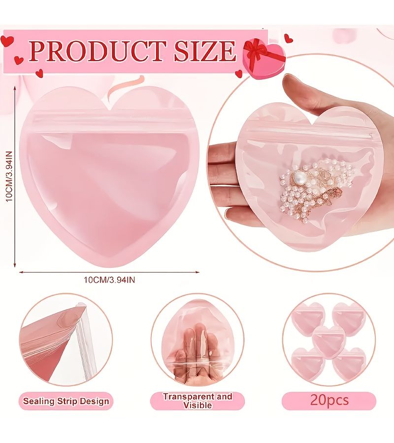 60pcs Pink Heart Jewelry Bags with Cutouts Elegant Pastel Pink Jewelry Storage Boxes with Lid Top Secure Closure for Necklaces Earrings Bracelets Ideal Gift Wrapping for Weddings Birthdays Valentine Day Christmas - Image 4