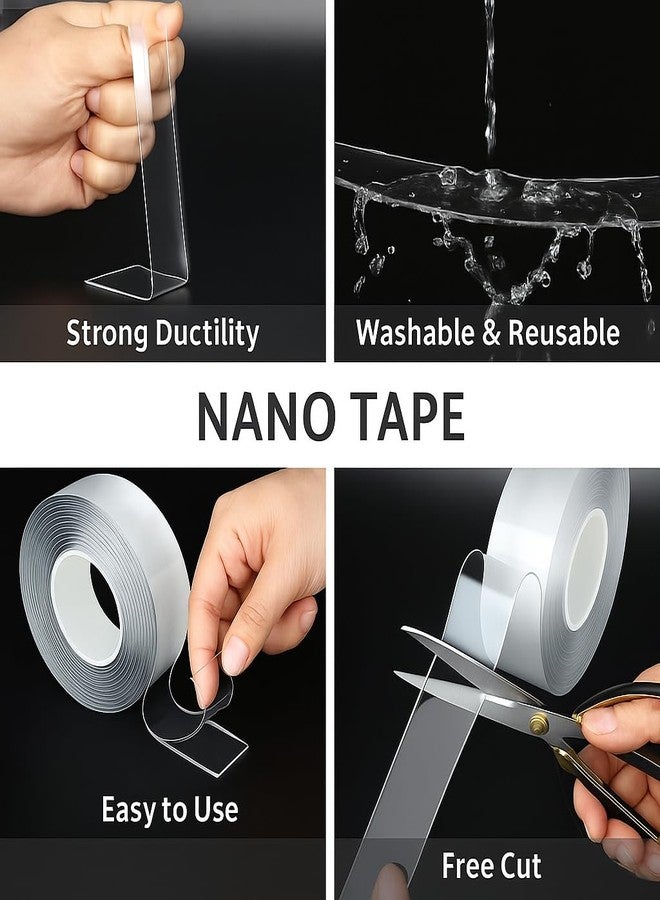 JPPL Nano Tape 3 Meter – Transparent Double-Sided Adhesive | Removable, Reusable, Waterproof Gel Grip | Strong Wall Mounting Tape for Home, Kitchen, Office, Bathroom | 30mm Width (Set of 1) - Image 5