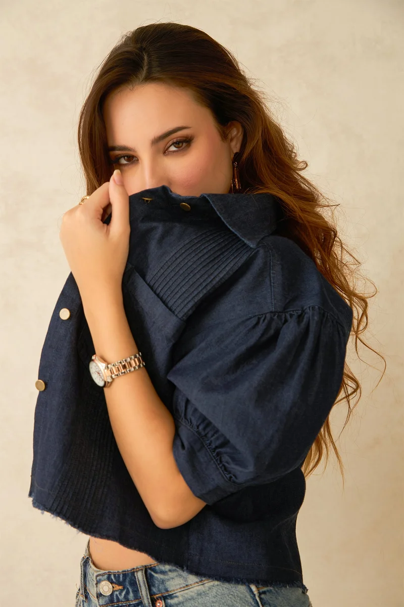 فيرجيو Cotton Denim Brunchwear Crop Shirts for Women