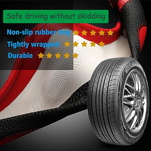 Cxtiy Car Steering Wheel Cover for Men Women Universal Leather Steering Covers for Car SUV (Full-Black) - Image 5
