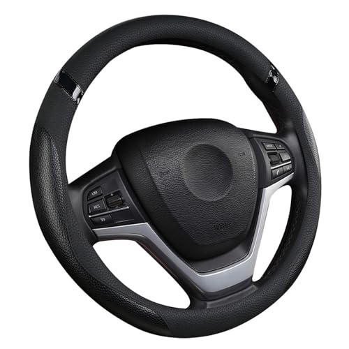 Cxtiy Car Steering Wheel Cover for Men Women Universal Leather Steering Covers for Car SUV (Full-Black) - Image 1
