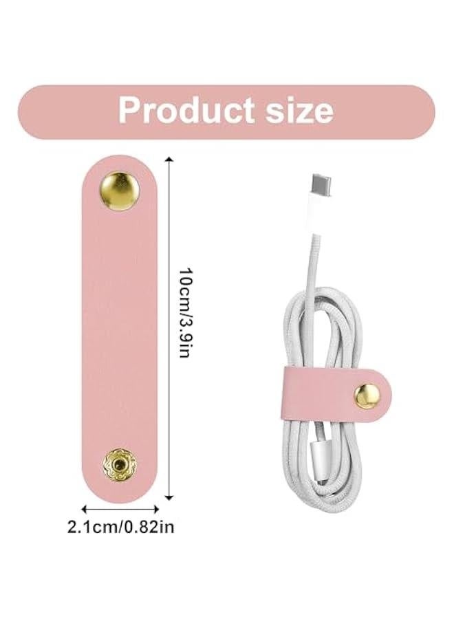 Loquat 8Pcs Cord Organizer, Leather Cable Straps Reusable Cable Ties Clips Portable Cable Organizer Holder Keeper Manager for USB Data Holder Earphone Cable（White, Black, Green, Pink) - Image 5