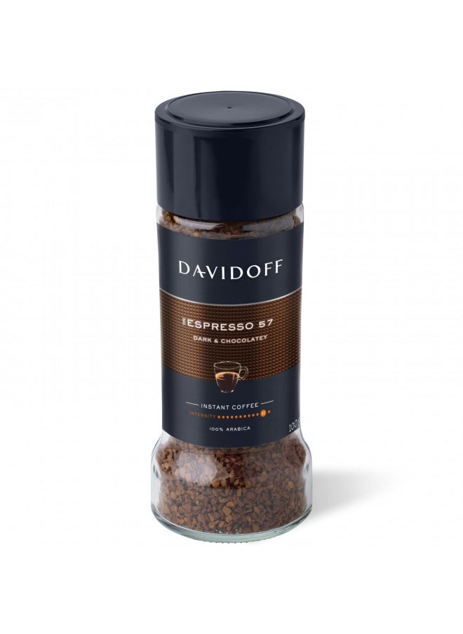 Davidoff DAVIDOFF Espresso 57 Instant Coffee - Dark and Chocolatey - Intense Roast with a Smooth Aroma - 100% Arabica Beans - 11/12 Intensity. 12/12 Roasting. 6/12 Acidity - 1 x 3.52 oz  - Image 1