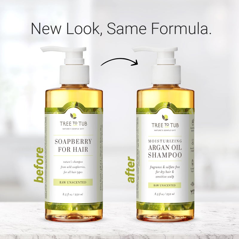 Tree to Tub Fragrance Free Shampoo for Dry & Sensitive Scalp - Gentle Unscented Hydrating Hair Shampoo for Women & Men, Moisturizing Sulfate Free Shampoo w/Organic Argan Oil, All Natural Soapberry - Image 4