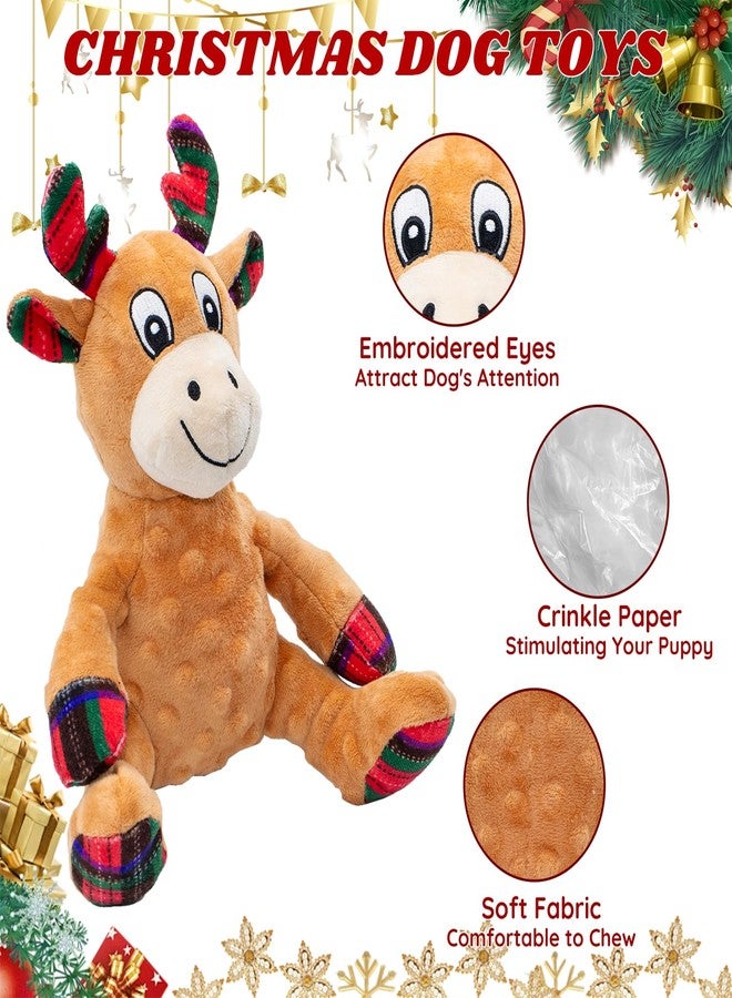 MAOOOOB Dog Christmas Reindeer Plush Toys with Squeaker, Soft Pet Teeth Toys for Small & Medium Dogs - Image 2
