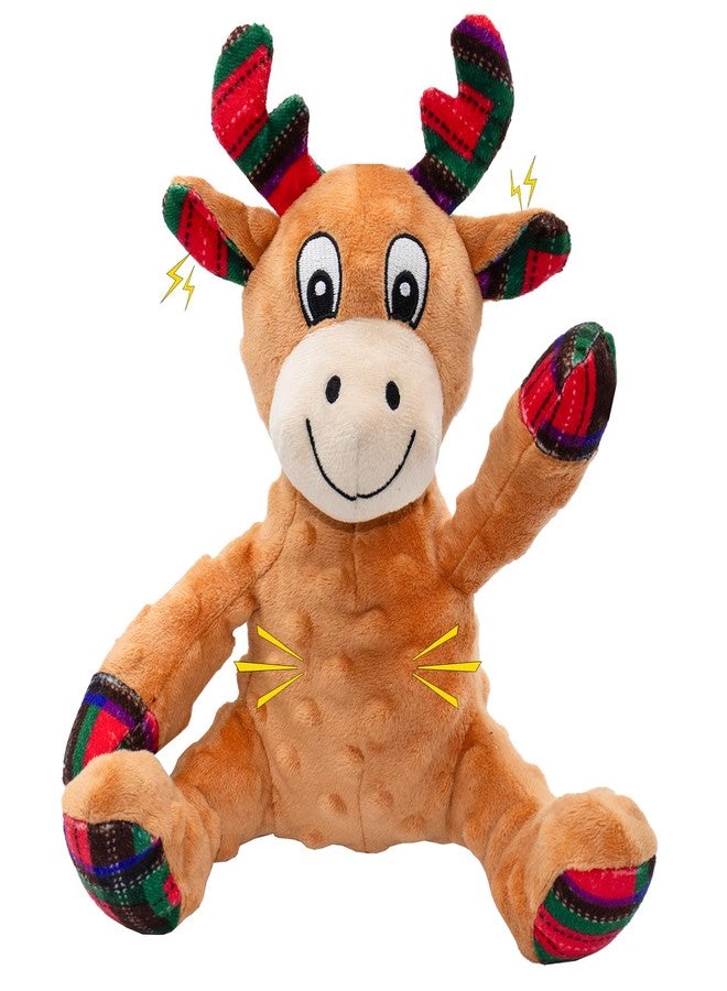 MAOOOOB Dog Christmas Reindeer Plush Toys with Squeaker, Soft Pet Teeth Toys for Small & Medium Dogs - Image 1