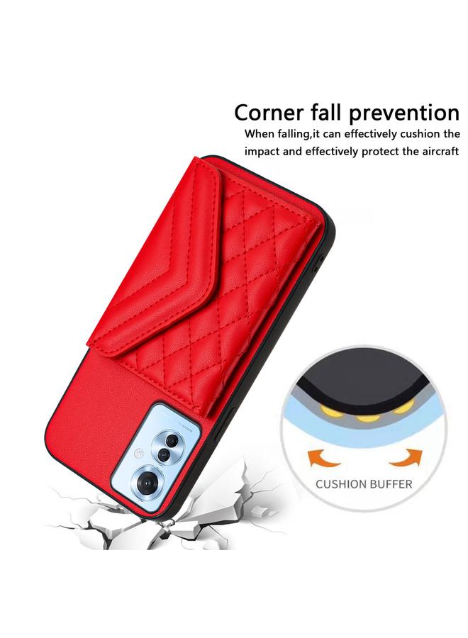 S-TOP Case For OPPO Reno11 F Thai Version Rhombic Texture Card Bag RFID Phone Case with Long Lanyard - Image 5