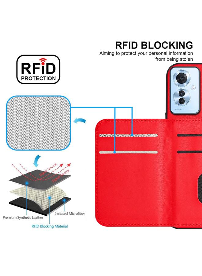 S-TOP Case For OPPO Reno11 F Thai Version Rhombic Texture Card Bag RFID Phone Case with Long Lanyard - Image 4