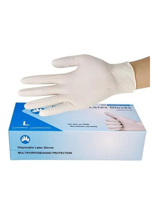 High Quality Disposable Latex Hand Gloves | Large | 100 PCs In 1 Box White Large - Image 3