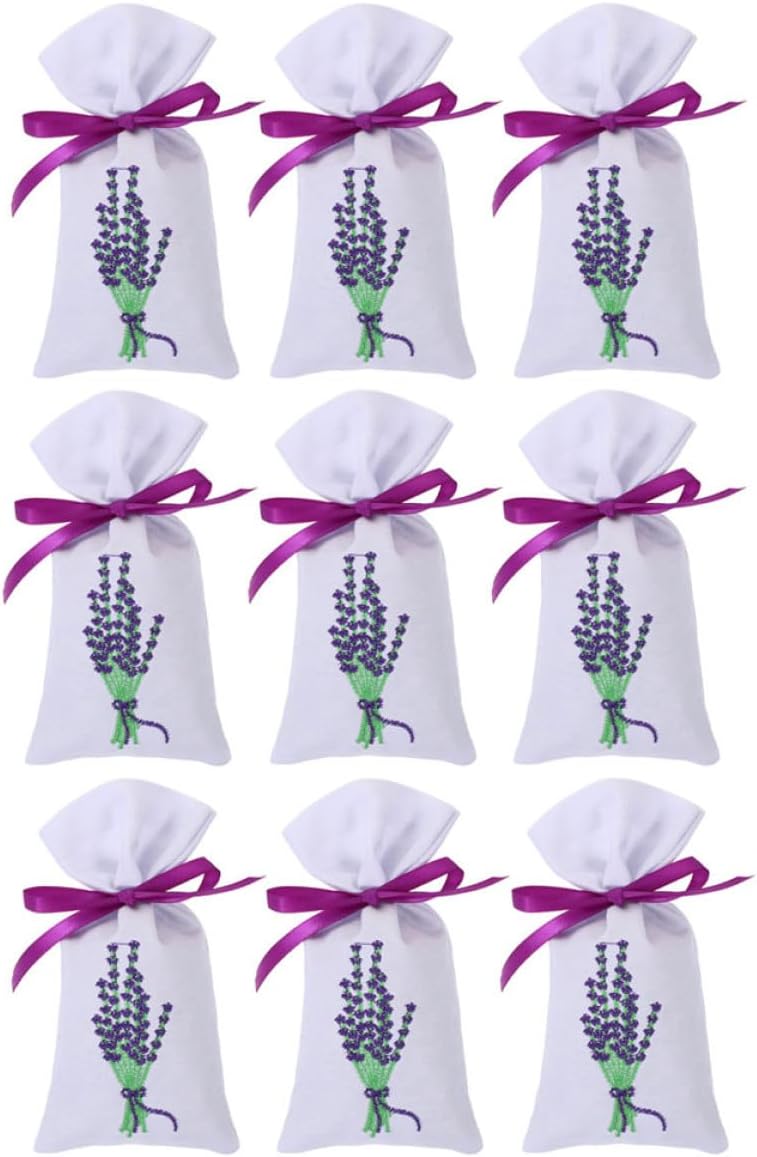 حقائب صغيرة فارغة من الكتان برائحة اللافندر (Beaupretty 9pcs Lavender Sachet Bags Small Empty Muslin Pouches)، مثالية لتعليقها في خزائن الملابس أو لتخزين العطور في المنزل أو السيارة. مصنوعة من قماش عالي الجودة، تدوم لفترة طويلة ولا تتلف بسهولة. - Image 1