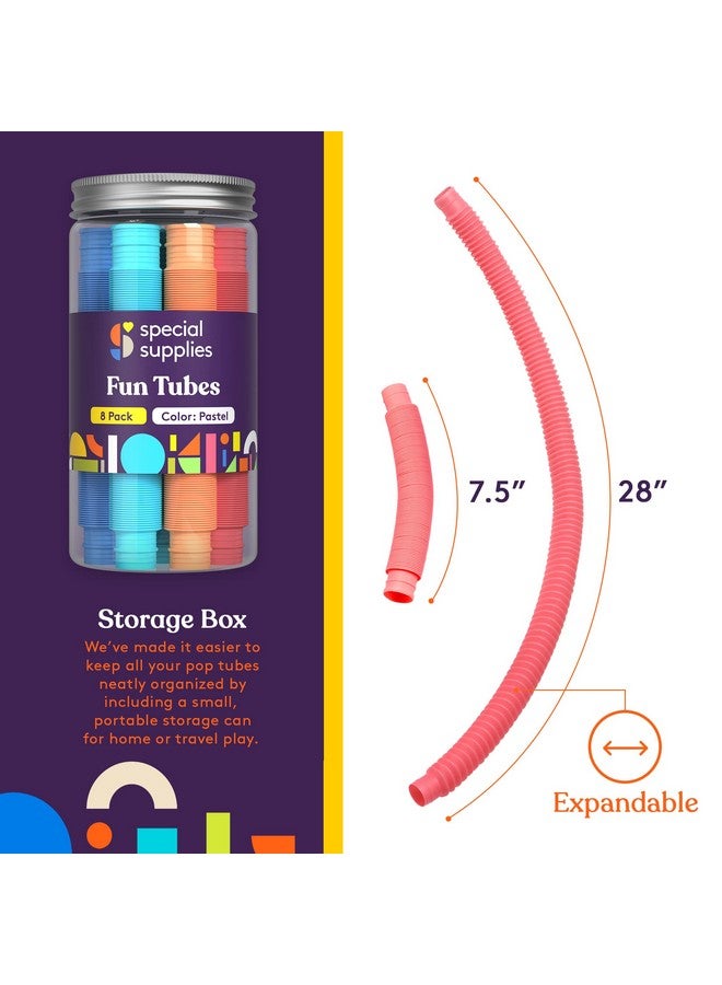 Special Supplies Special Supplies Fun Pull and Stretch Tubes for Kids - Pop, Bend, Build, and Connect Toy, Provide Tactile and Auditory Sensory Play, Colorful, Heavy-Duty Plastic (8-Pack Pastel Colors)  - Image 4