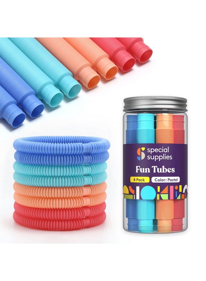 Special Supplies Special Supplies Fun Pull and Stretch Tubes for Kids - Pop, Bend, Build, and Connect Toy, Provide Tactile and Auditory Sensory Play, Colorful, Heavy-Duty Plastic (8-Pack Pastel Colors)  - Image 1