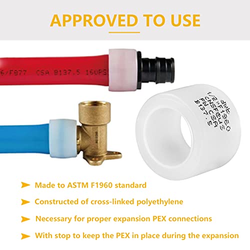 GUOFIS 100 Pack 1/2 Inch F1960 PEX-A Fittings, Expansion Rings, Sleeves for Pipe and F1960 Brass or Poly Fittings(EXP-RING005) - Image 5