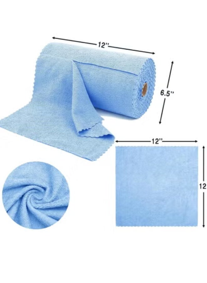 20 20 Planet CARE EVERYDAY Microfiber Cleaning Cloths, Rags Kitchen Towel Dish, Car Wash Kit, Windows, Surface, Bathroom, Absorbent Reusable, All Purpose, Cleaning Supplies - 30 x 30 cm – Blue (75 Sheets Roll) - Image 5