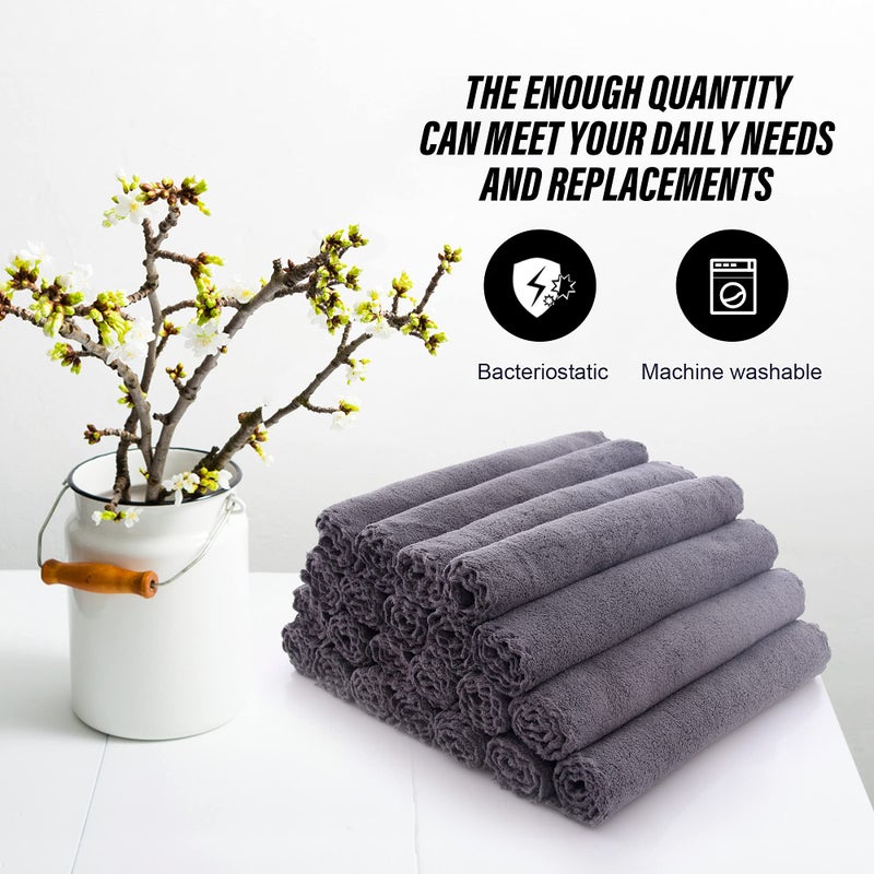 MOONQUEEN Ultra Soft Premium Washcloths Set - 12 x 12 inches - 24 Pack - Quick Drying - Highly Absorbent Coral Velvet Bathroom Wash Clothes - Use as Bath, Spa, Facial, Fingertip Towel (Grey) - Image 5
