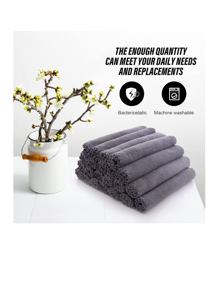MOONQUEEN MOONQUEEN Ultra Soft Premium Washcloths Set - 12 x 12 inches - 24 Pack - Quick Drying - Highly Absorbent Coral Velvet Bathroom Wash Clothes - Use as Bath, Spa, Facial, Fingertip Towel (Grey)  - Image 2