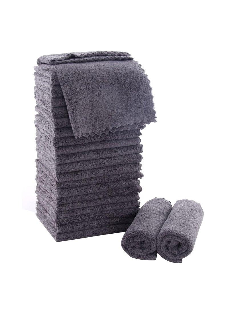 MOONQUEEN MOONQUEEN Ultra Soft Premium Washcloths Set - 12 x 12 inches - 24 Pack - Quick Drying - Highly Absorbent Coral Velvet Bathroom Wash Clothes - Use as Bath, Spa, Facial, Fingertip Towel (Grey)  - Image 1