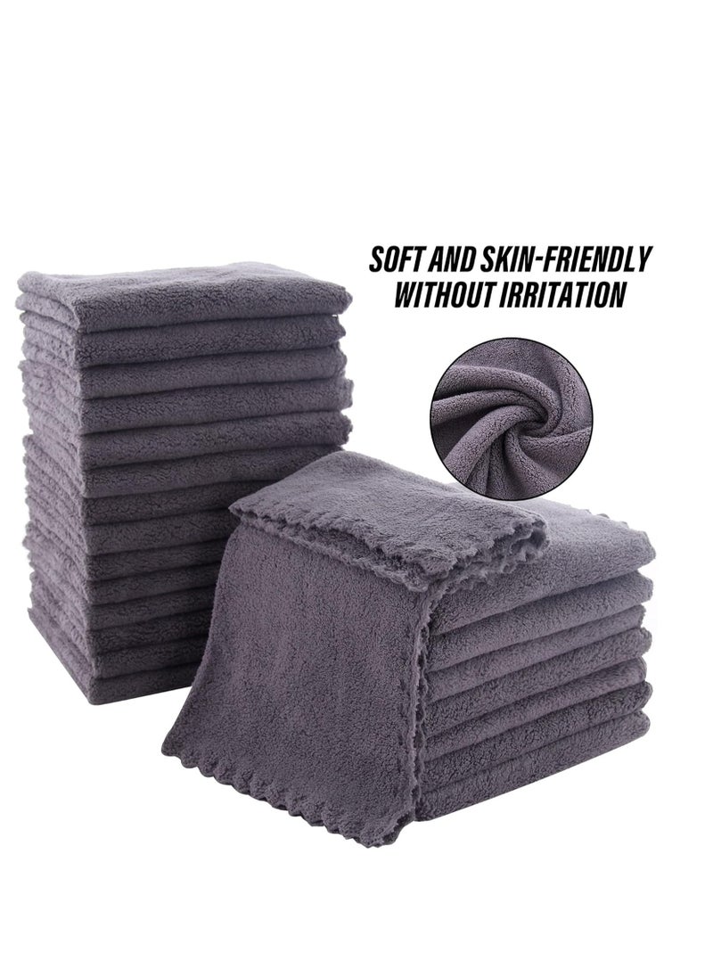 MOONQUEEN MOONQUEEN Ultra Soft Premium Washcloths Set - 12 x 12 inches - 24 Pack - Quick Drying - Highly Absorbent Coral Velvet Bathroom Wash Clothes - Use as Bath, Spa, Facial, Fingertip Towel (Grey)  - Image 4