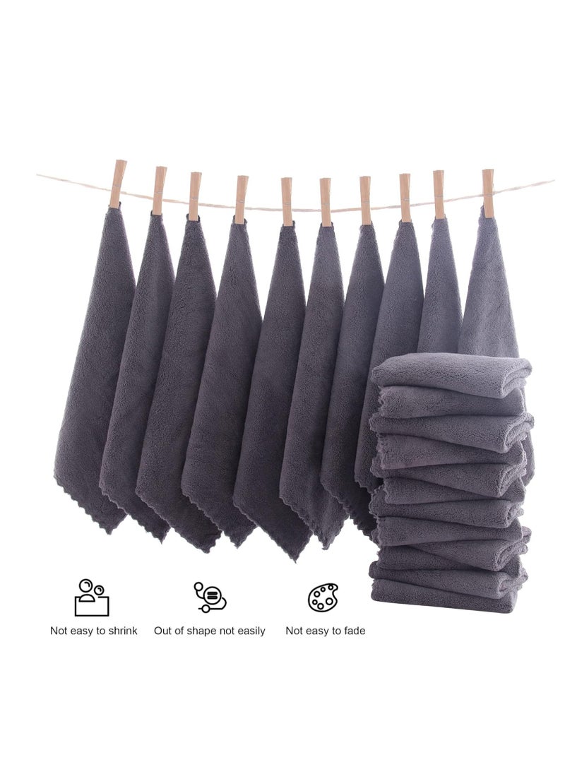 MOONQUEEN MOONQUEEN Ultra Soft Premium Washcloths Set - 12 x 12 inches - 24 Pack - Quick Drying - Highly Absorbent Coral Velvet Bathroom Wash Clothes - Use as Bath, Spa, Facial, Fingertip Towel (Grey)  - Image 3