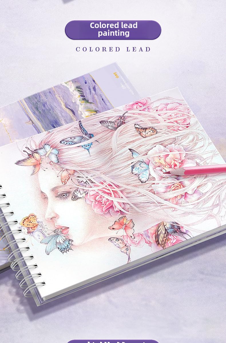 Samvardhan Sketching Book for Artist, A4 Thickened Sketchpad for Artist, Students Hand-Painted Colored Lead Picture Album Sketch Book for Painting, Drawing, Art & Craft Work (60 Sheets) (Pink) - Image 4