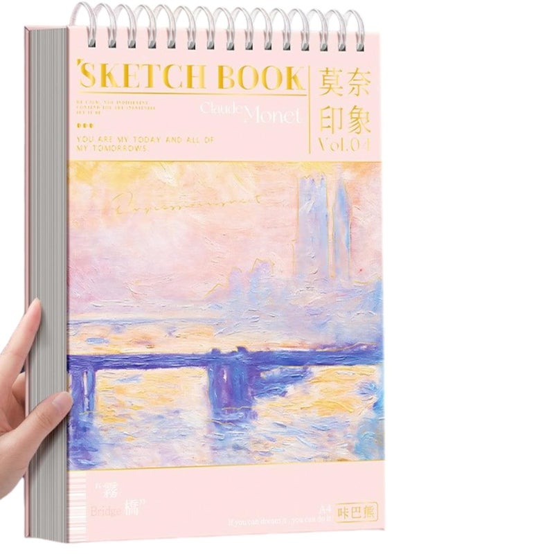 Samvardhan Sketching Book for Artist, A4 Thickened Sketchpad for Artist, Students Hand-Painted Colored Lead Picture Album Sketch Book for Painting, Drawing, Art & Craft Work (60 Sheets) (Pink) - Image 1