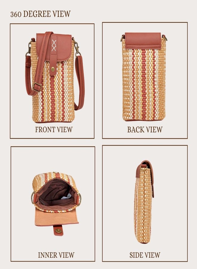 Anekaant Earth Knots Tan Jute Striped Mini Sling Bag for Girls | Travel & Everyday Outings - Image 4