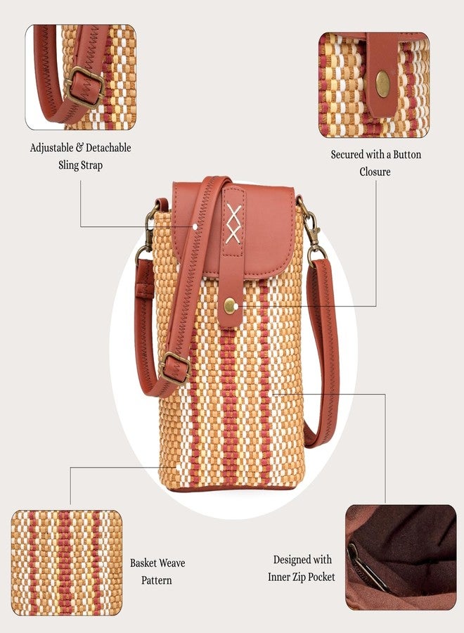 Anekaant Earth Knots Tan Jute Striped Mini Sling Bag for Girls | Travel & Everyday Outings - Image 3