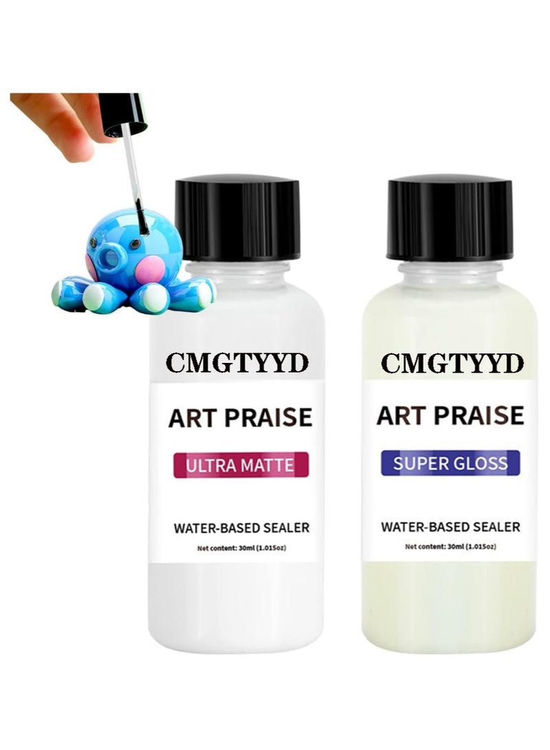 CMGTYYD Premium Air Dry Clay Varnish Set – Matte & Gloss Finishes, High Gloss & Scratch Resistant, Colorless Acrylic Glaze for Pottery, Clay & Acrylic Paint for Gypsum (2PCS 30ml)  - Image 1