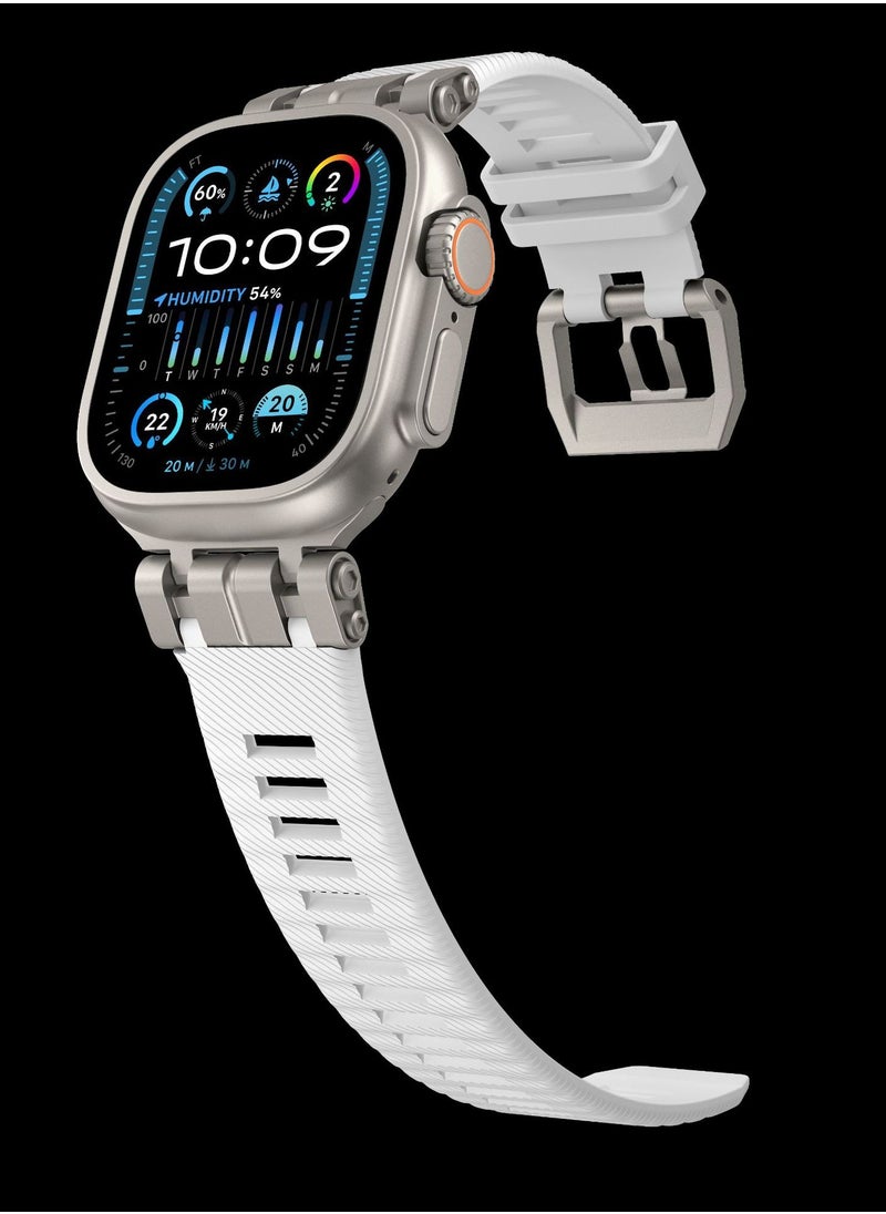 Samu - Apple Watchband For Ultra 1/2 49mm, Series 9/8/7/45mm/44mm/42mm Stainless Steel+TPU Strap Band - Starlight - Image 1