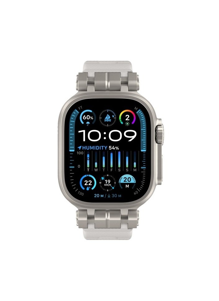 Samu - Apple Watchband For Ultra 1/2 49mm, Series 9/8/7/45mm/44mm/42mm Stainless Steel+TPU Strap Band - Starlight - Image 1