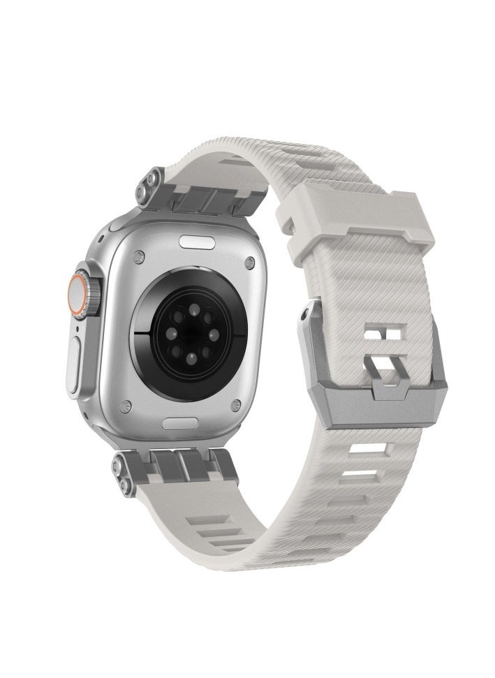 Samu - Apple Watchband For Ultra 1/2 49mm, Series 9/8/7/45mm/44mm/42mm Stainless Steel+TPU Strap Band - Starlight - Image 1