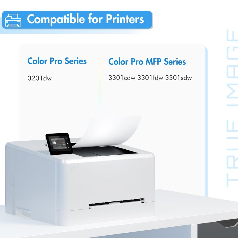 TRUE IMAGE 218X Toner Cartridges 4 Pack 218A 3201dw 3301fdw 3301 Compatible Replacement for HP 218A 218X Color LaserJet Pro 3301sdw 3201dw MFP 3301cdw Printer Ink Set with Chip High Yield W2180X (B/C/Y/M) - Image 1