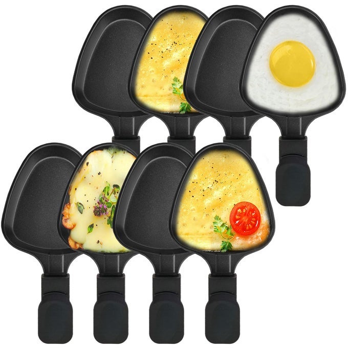 8PCSSET TRIANGLE SHAPE NONSTICK COATING MINI IRON RACLETTE GRILL PAN CHEESE PAN REPLACEMENTADDITIONAL RACLETTE DISHES MINI GRILL PAN