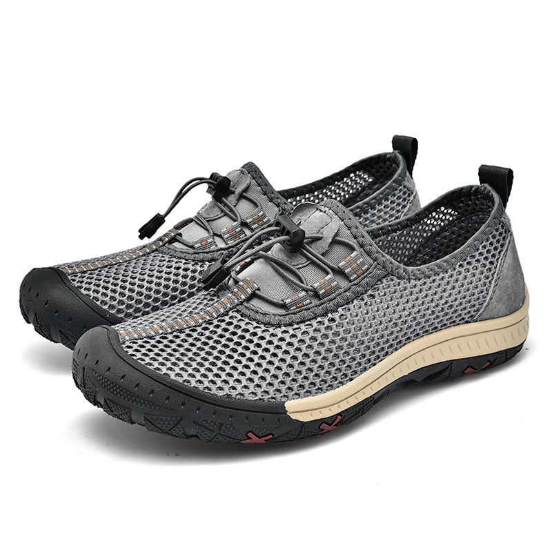 2024 Summer Breathable Hollow Mesh Shoes 48 Plus Size Simple Fashionable Low-Cut Casual Men'S Shoes Non-Slip Sandals Lace-Up - Image 1