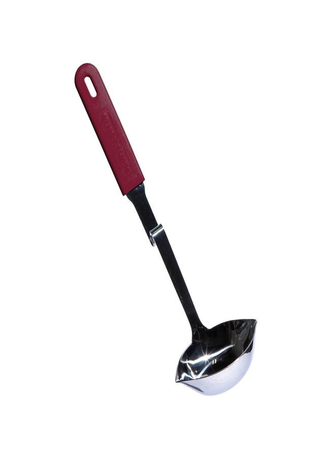 Souper Cubes + Lori Greiner No Mess Stainless Steel Soup Ladle with Silicone Handle - Metal Soup Ladle with No Mess Design That Hooks on Side of Any Pot - Cranberry - Image 1