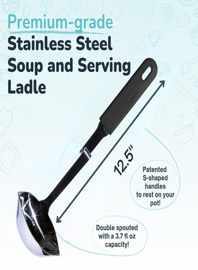 Souper Cubes + Lori Greiner No Mess Stainless Steel Soup Ladle with Silicone Handle - Metal Soup Ladle with No Mess Design That Hooks on Side of Any Pot - Cranberry - Image 4